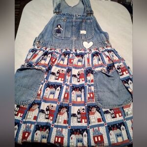 Vintage JC Penney Pay Day Square Back Denim Overall Dress